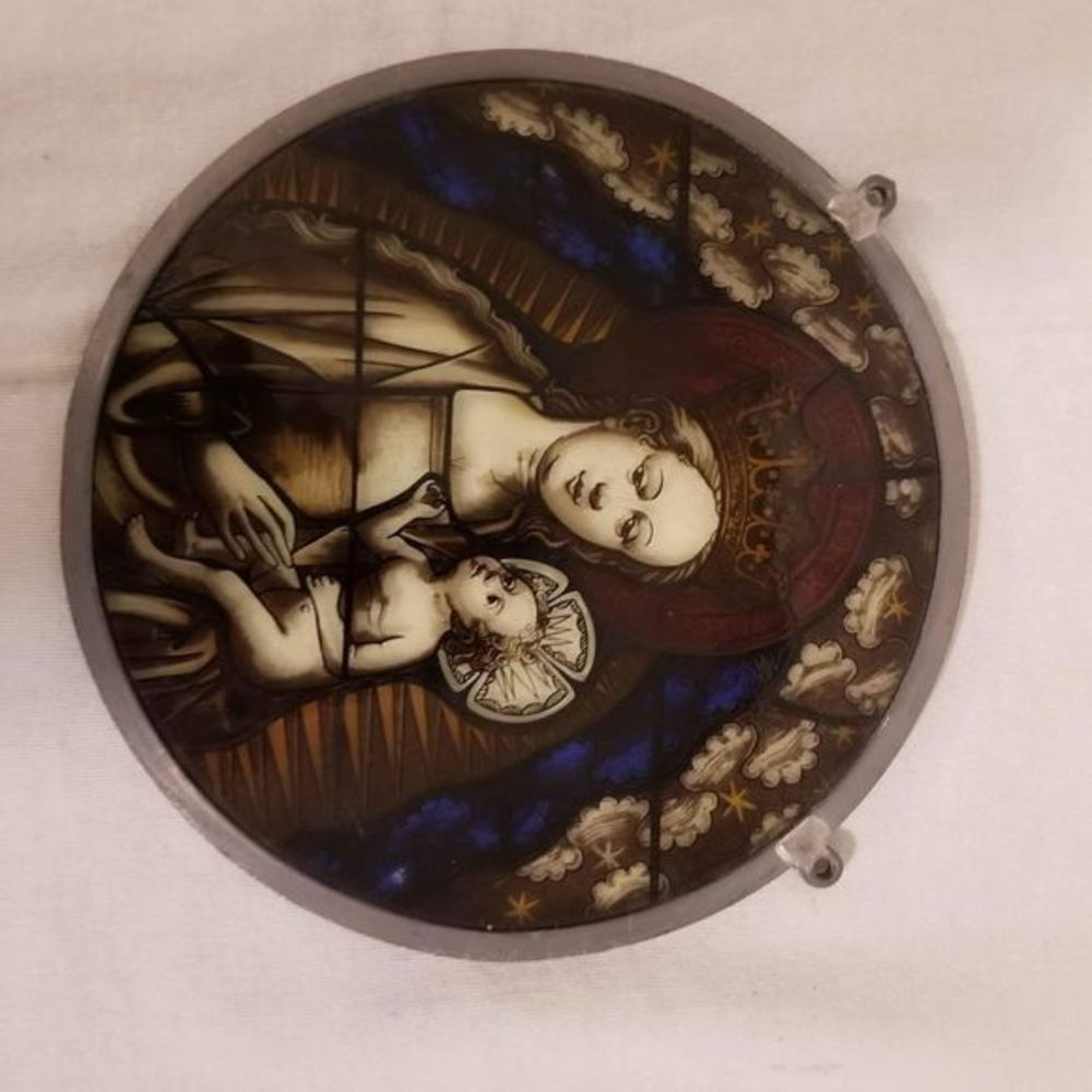 Blessed Mother Mary & Baby Jesus Icon Style Glass Sun Catcher !